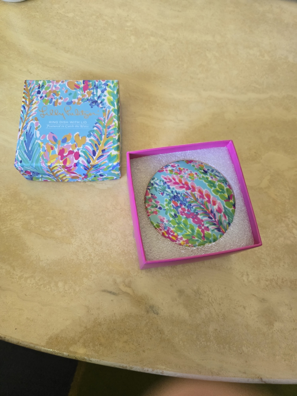 Lilly Pulitzer Ring Dish With Lid - Multicolor